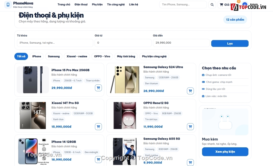 web bán điện thoại,web bán điện,bán web